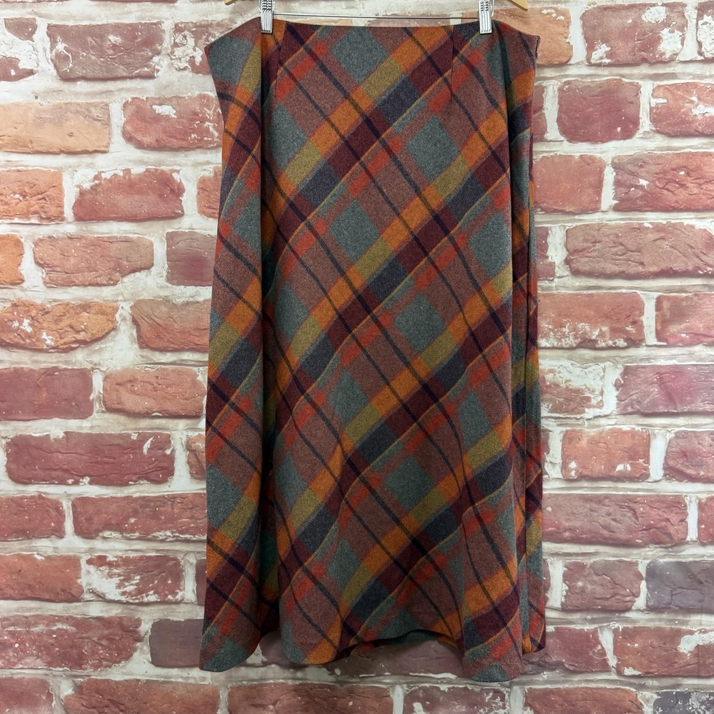 VTG Chadwicks Skirt Women's 20W Multicolor Plaid Wool Blend Casual Career Maxi